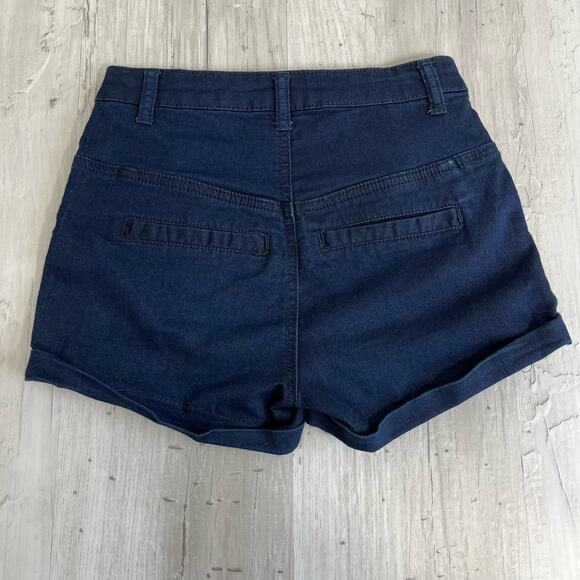No Boundaries Dark Blue Double Button Shorts Size 1 - Picture 2 of 9